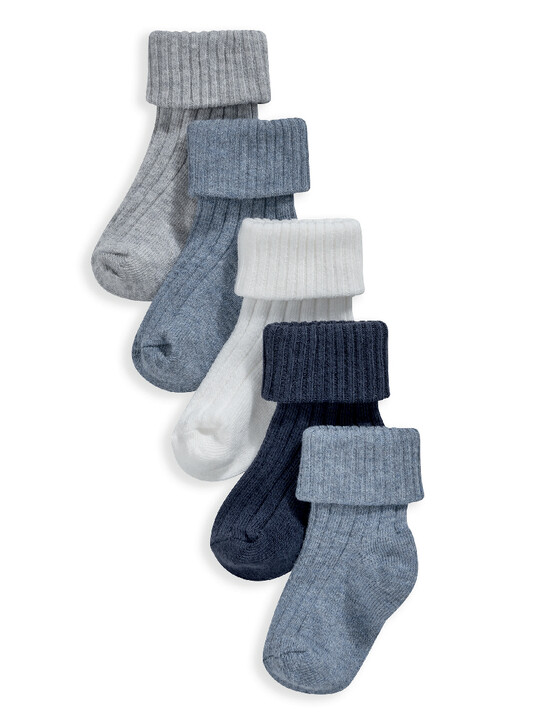 Ribbed Blue Socks Multipack - Set Of 5 image number 1