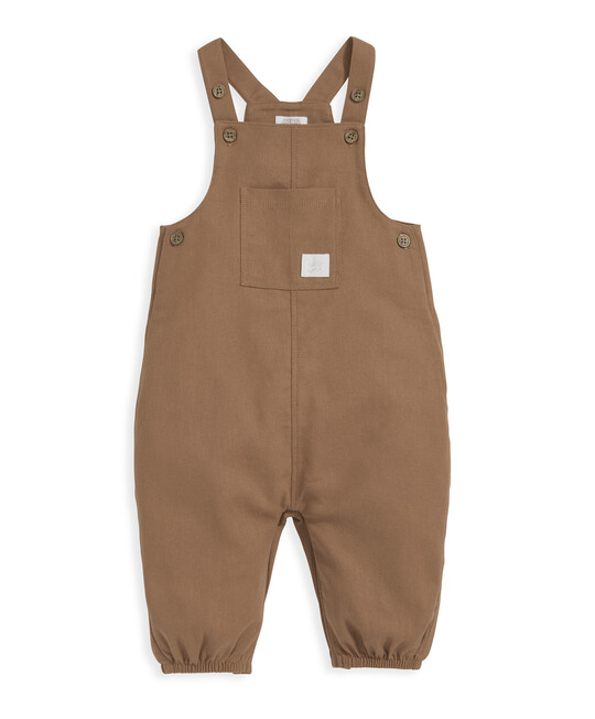 Stripe Bodysuit & Dungarees Outfit Set - Toffee image number 4