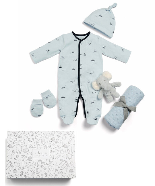 Bundle Of Joy Boys Gift Set with Blanket, Soft Toy and All-in-One - Blue image number 1