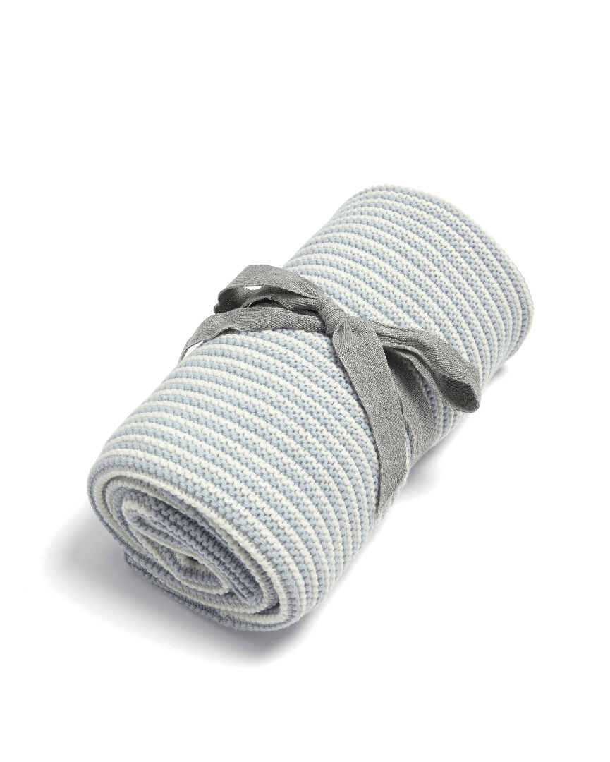 Knitted Blanket Blue & White image number 1