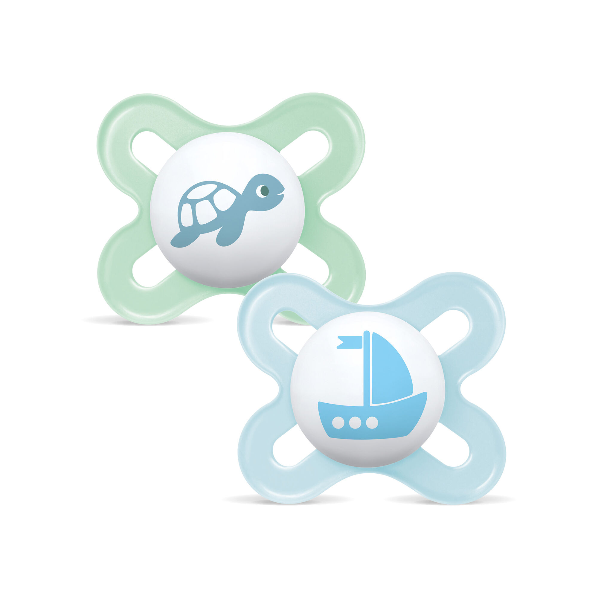 Mam Baby Original Start Silicone Pacifier - 0-2 M | Sealife Green & Blue - Pack of 2