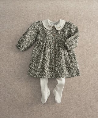 Print Dress & Tights Set