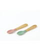 Citron Organic Bamboo Spoons Set of 2 Green/Blush Pink image number 1