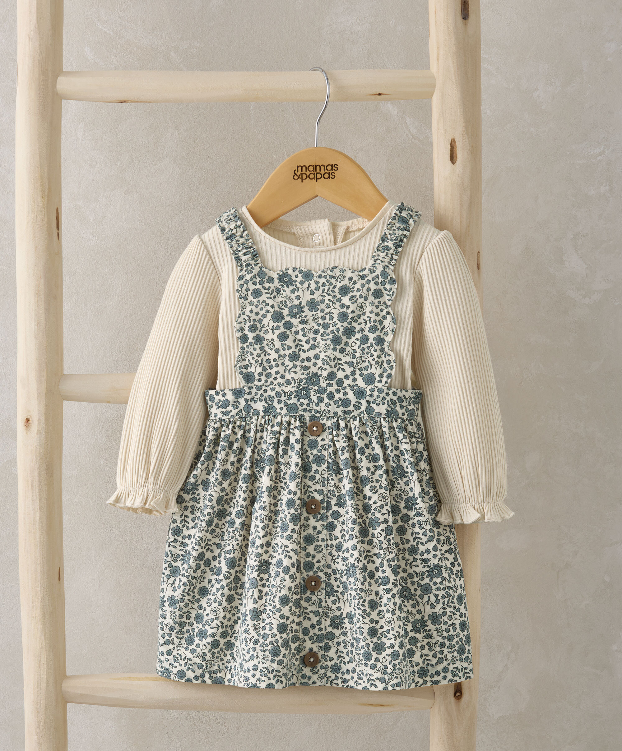 Floral Cord Pinafore & Bodysuit image number 1
