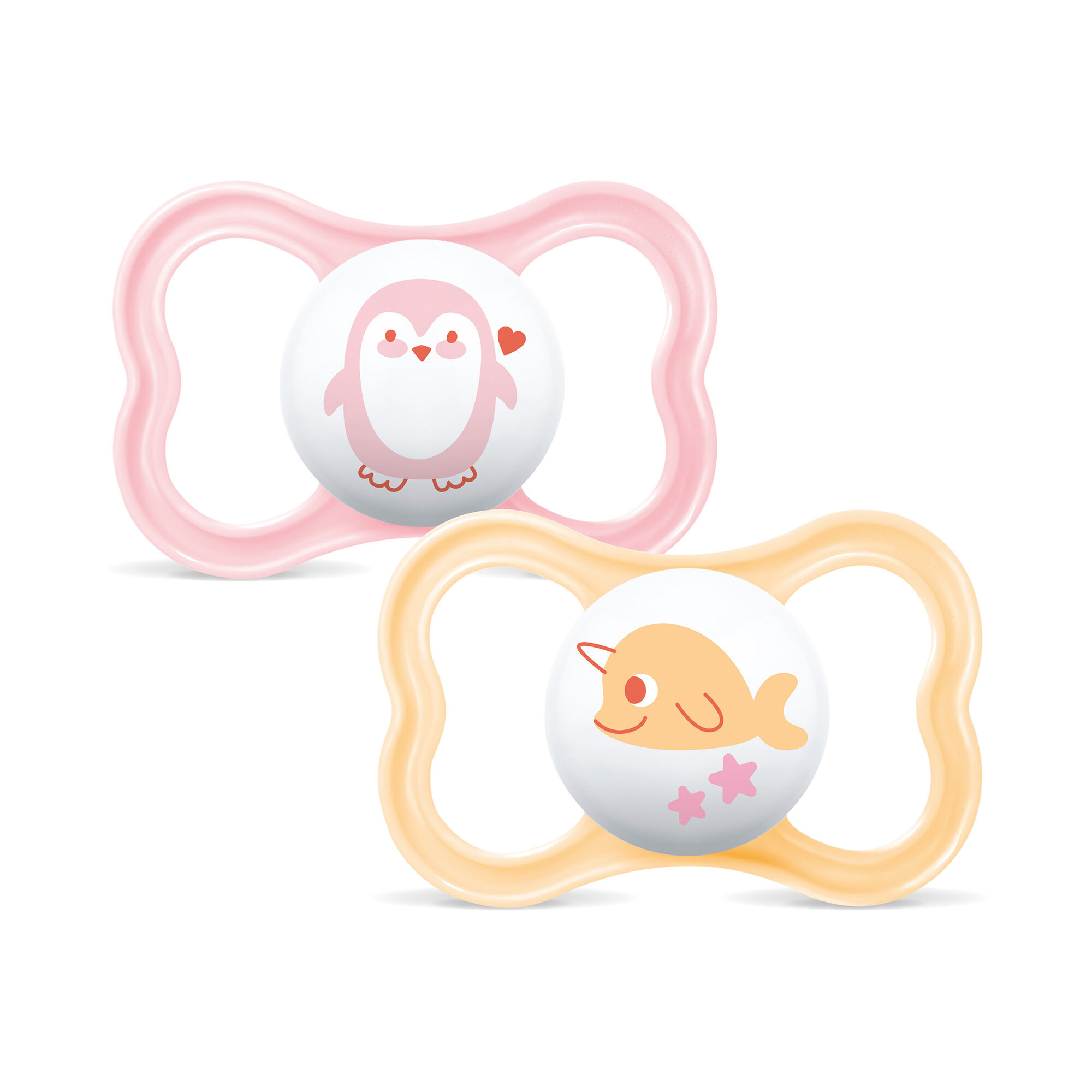 Mam Baby Supreme Silicone Pacifier - 6 M+ | Sealife Pink & Yellow - Pack of 2