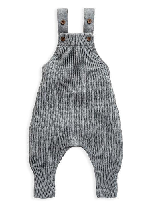 Grey Knitted Ribbed Dungaree image number 1