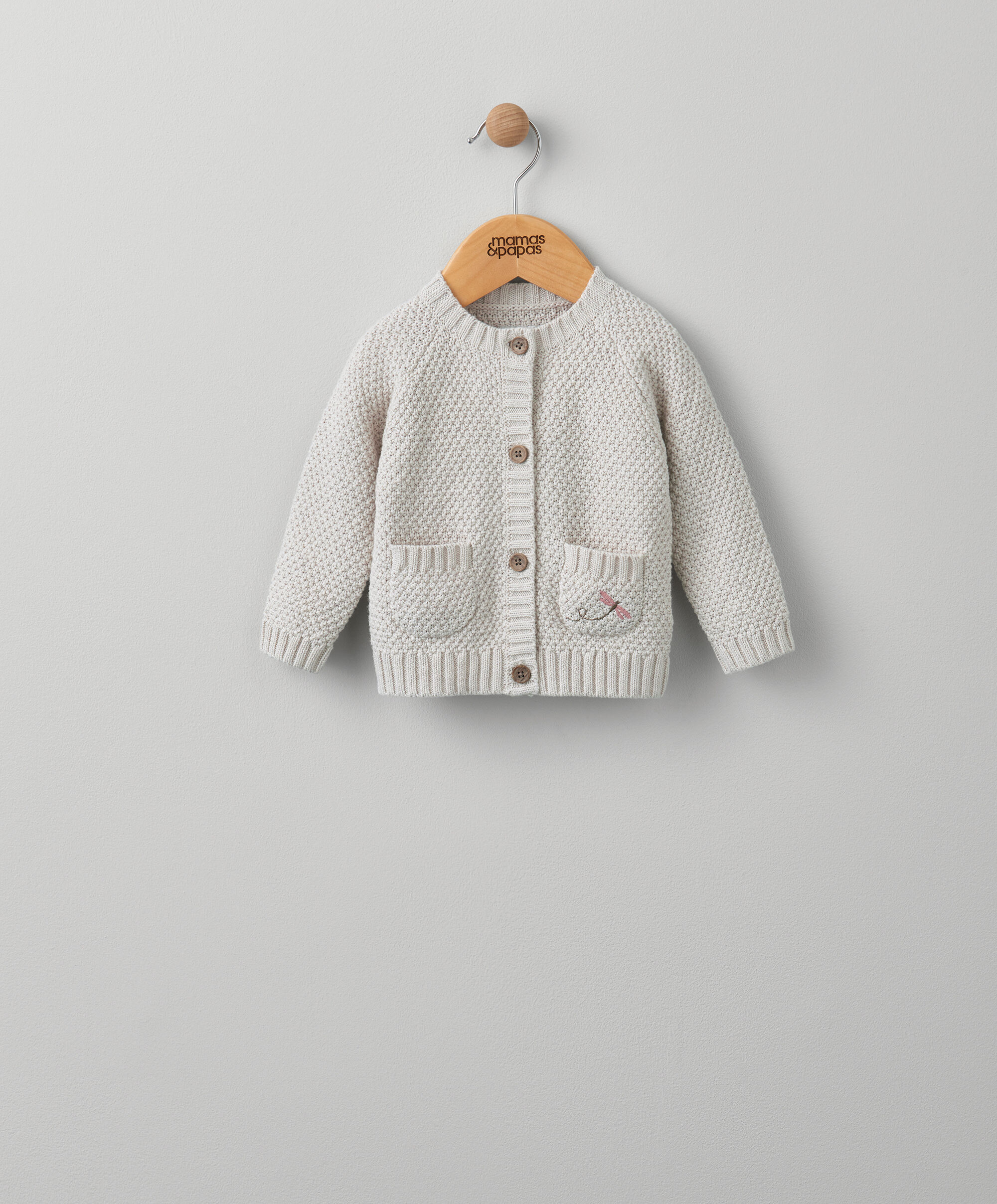 Oatmeal Embroidered Cardigan image number 1