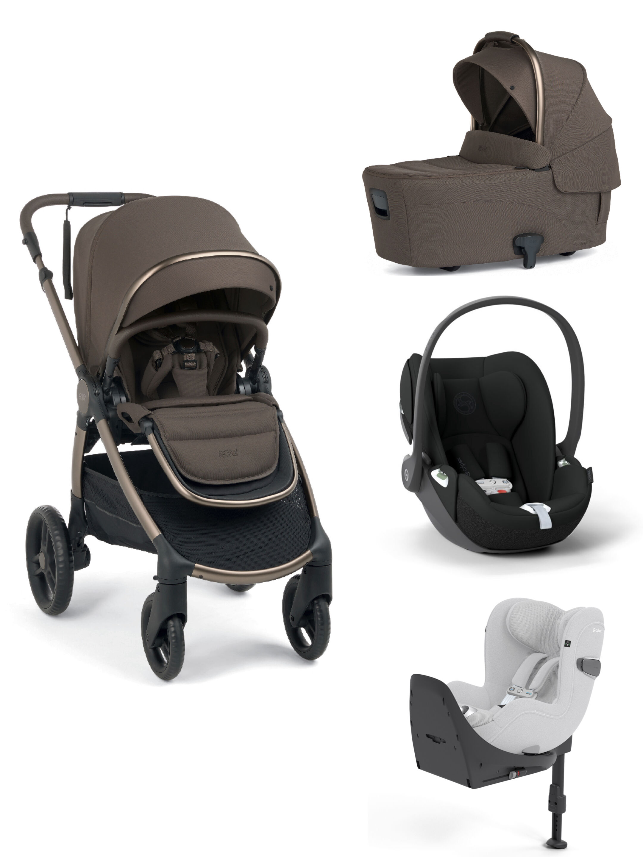Ocarro 2 Pushchair and Carrycot Bundle with Cybex Cloud T i-Size Infant Car Seat and Base (4 Pieces) - Eclipse