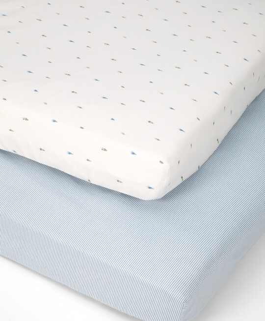 Little Forest Cotbed Fitted Sheets (Pack of 2) - Blue image number 1
