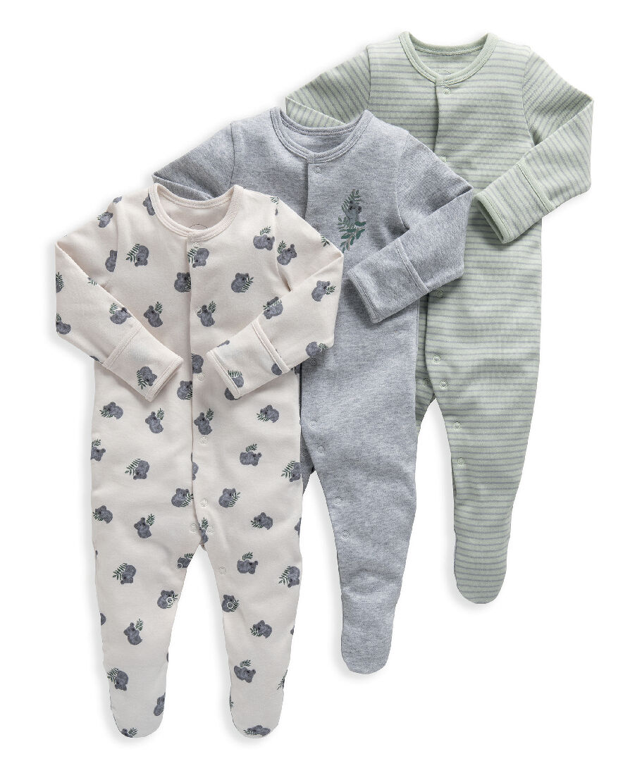 Koala Jersey Cotton Sleepsuits 3 Pack image number 1