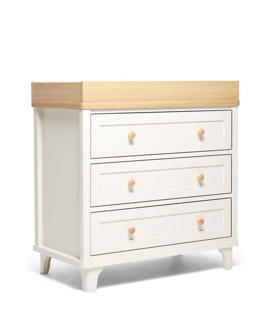Lucca 3 Drawer Nursery Dresser & Changer Unit - Ivory Oak image number 4