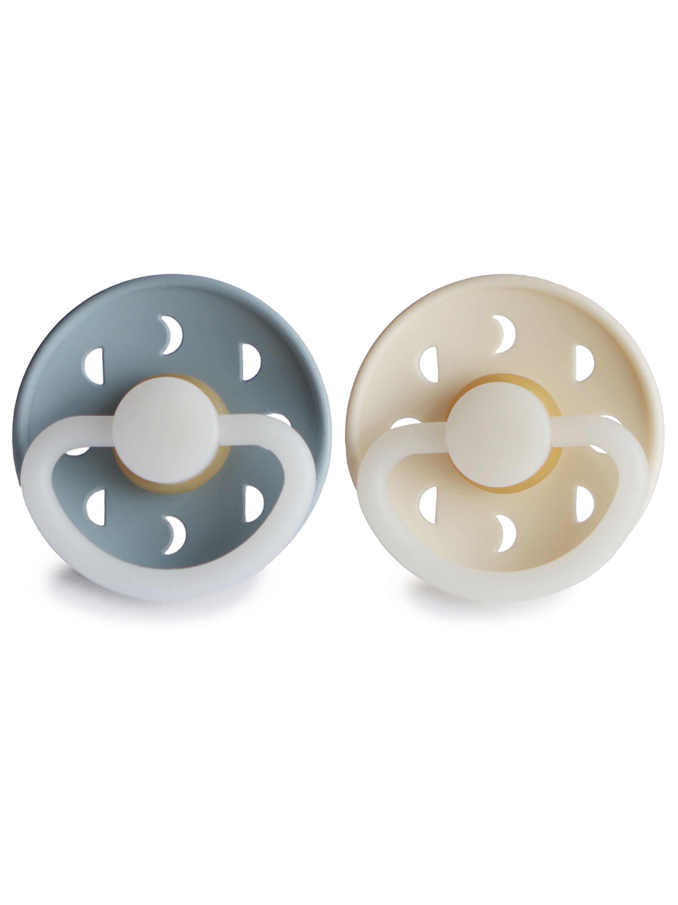 FRIGG Moon Phase Silicone Baby Pacifier 6-18M 2-Pack Stone Blue Night/Cream Night - Size 2