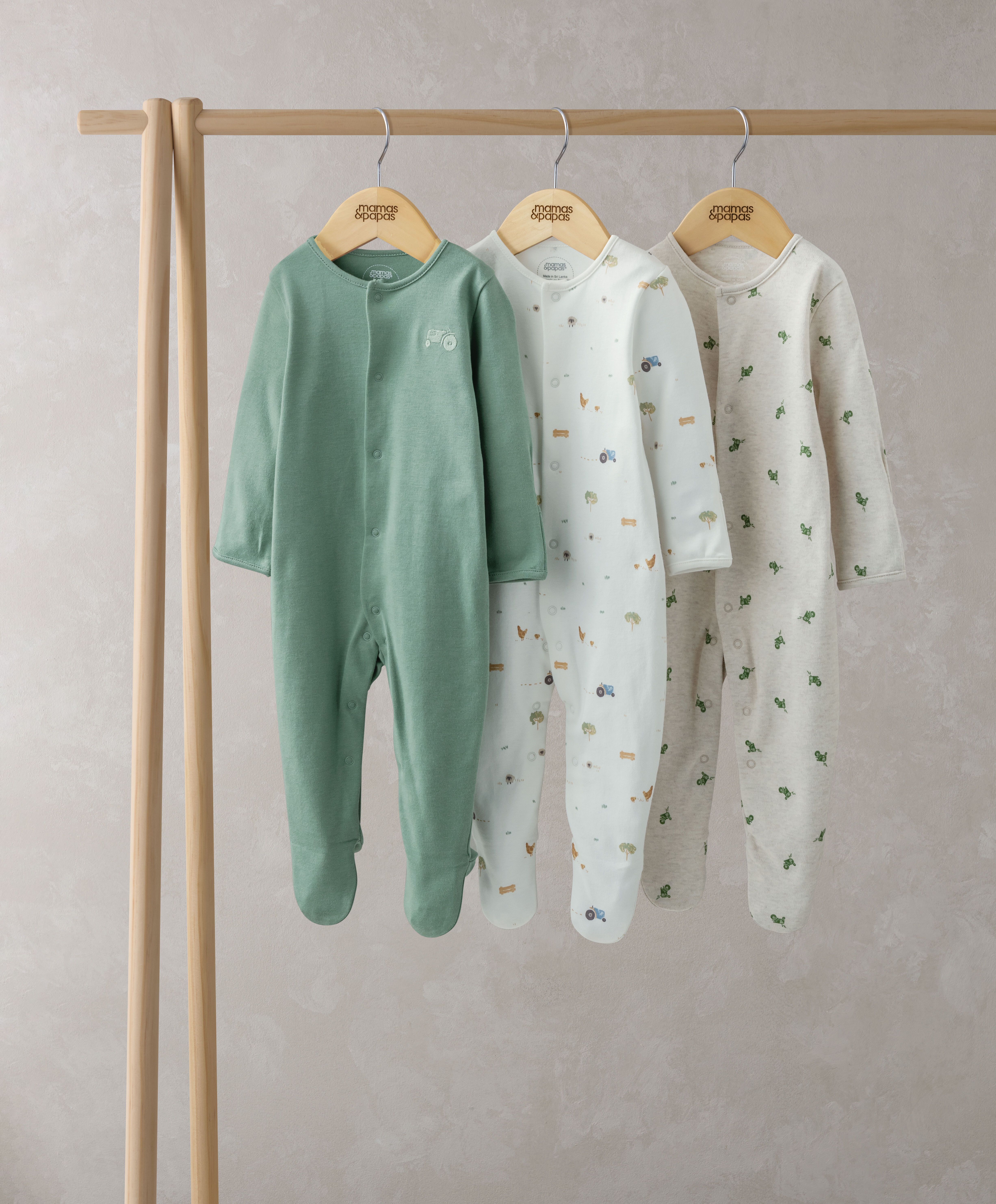 3 Pack Farmyard Sleepsuits