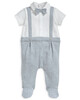 Grey Romper With Braces & Bow Tie image number 1