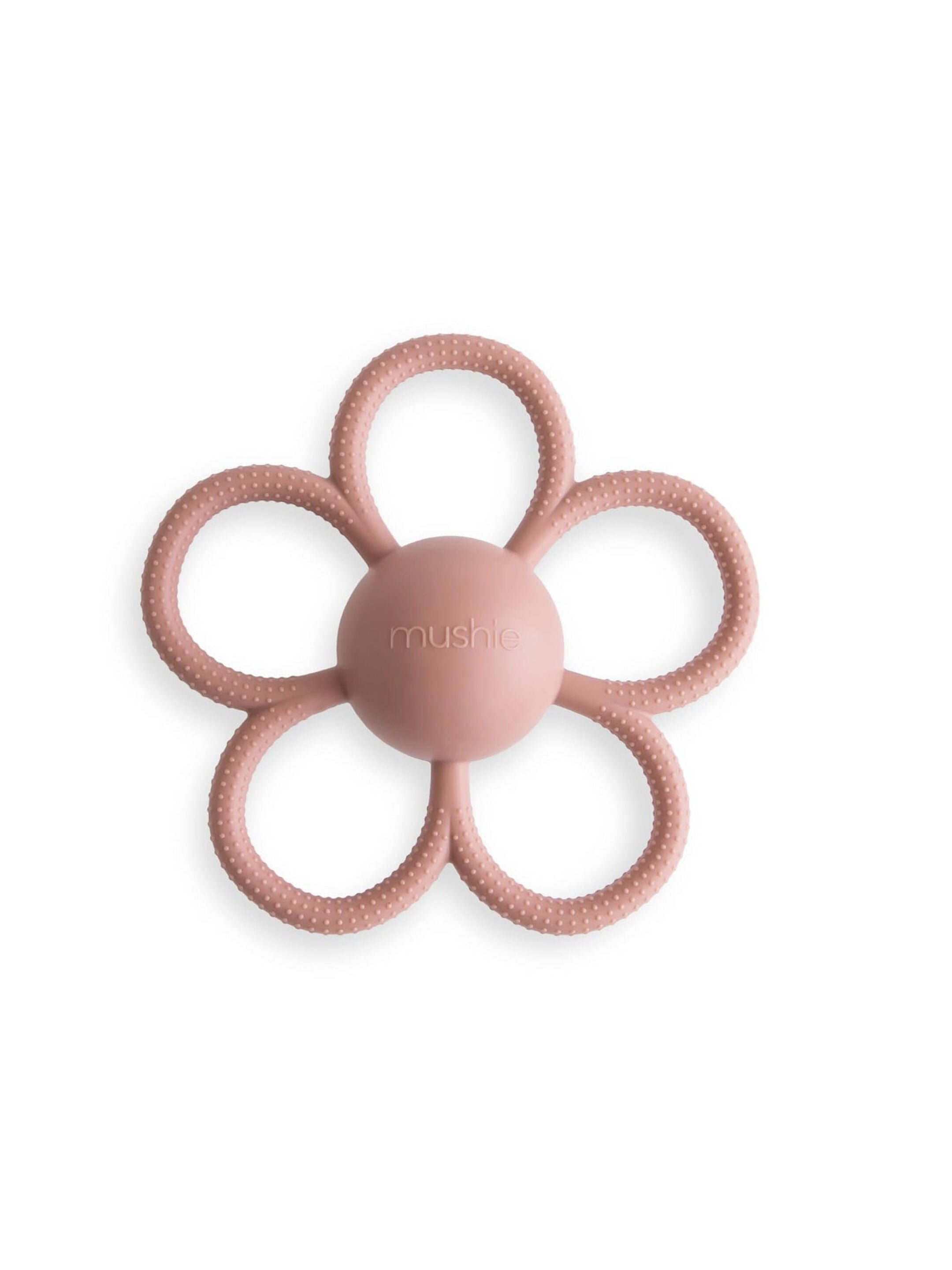 Mushie Daisy Rattle Teether (Dusty Rose)