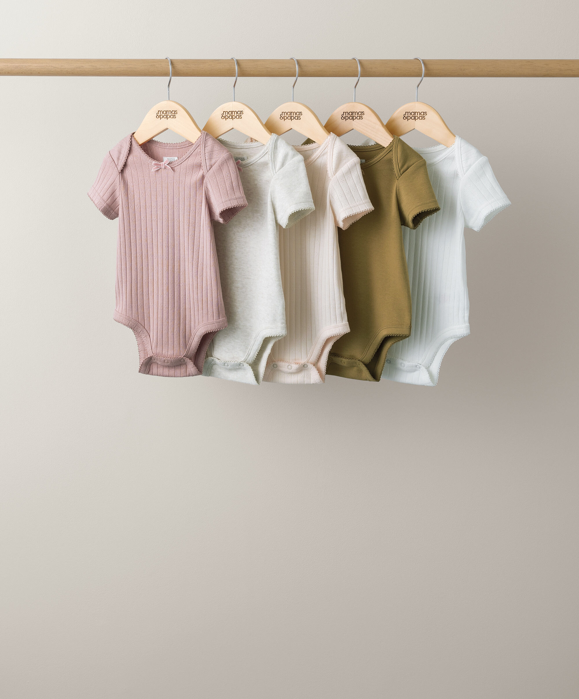 5 Pack Pointelle Short Sleeve Rib Bodysuit image number 1