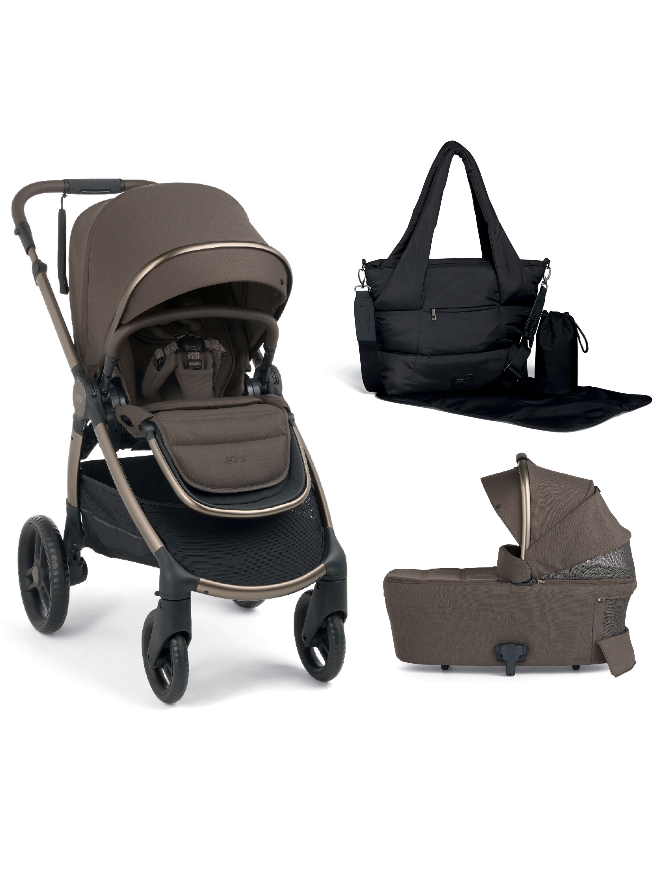 Ocarro 2 Pushchair and Carrycot Bundle with Totebag (3Pieces) - Crema image number 1