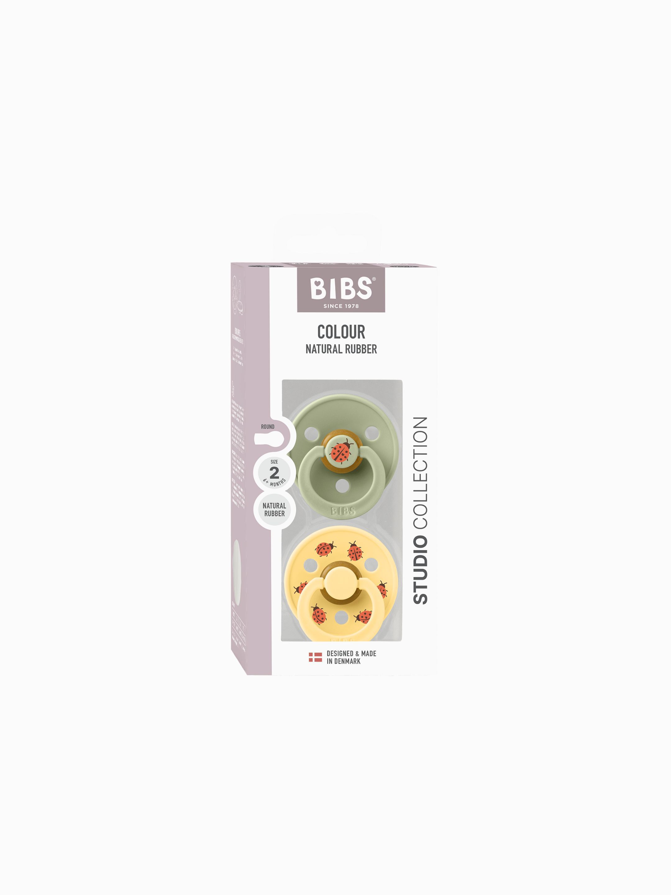 BIBS Pacifier Studio Colour 2 PACK Ladybug Latex Size 2 Sage Mix image number 5