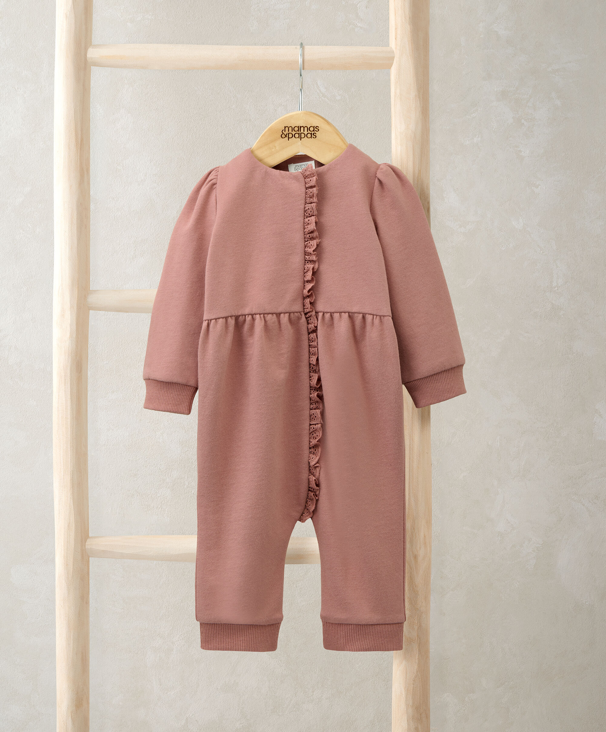 Lace Trim Romper - Pink image number 1