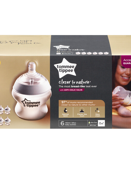 Tommee Tippee Closer to Nature Feeding Bottle, 150ml x 6� - Clear image number 3
