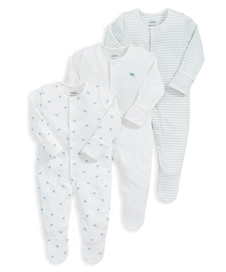 Turtle Sleepsuits (Pack of 3) - Blue