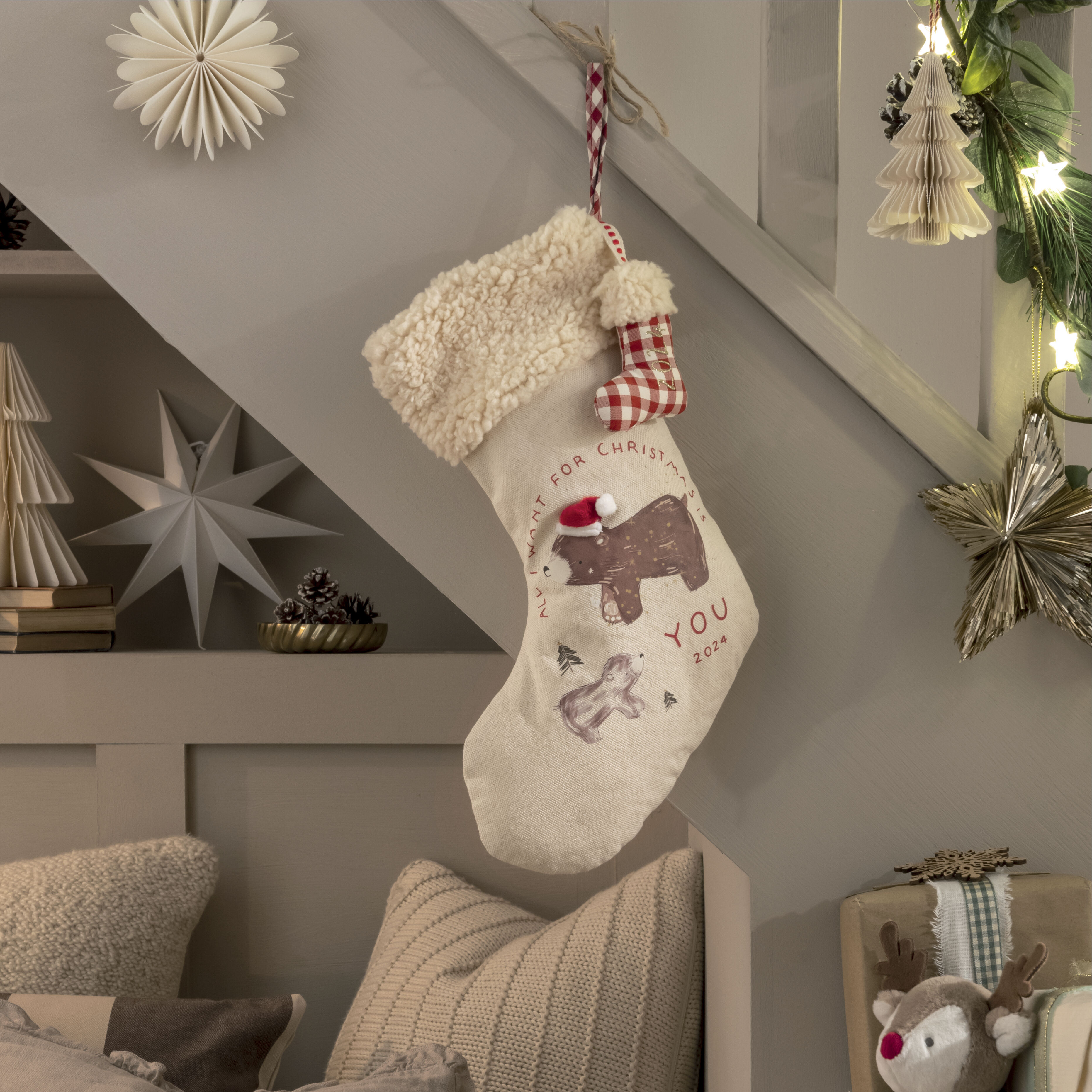 Small Stocking - Calico Bear 2024