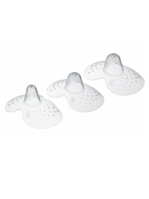 Mam Baby Nipple Shield Breastfeeding - 0 M+ | Clear Clear - Size- S | Pack of 3