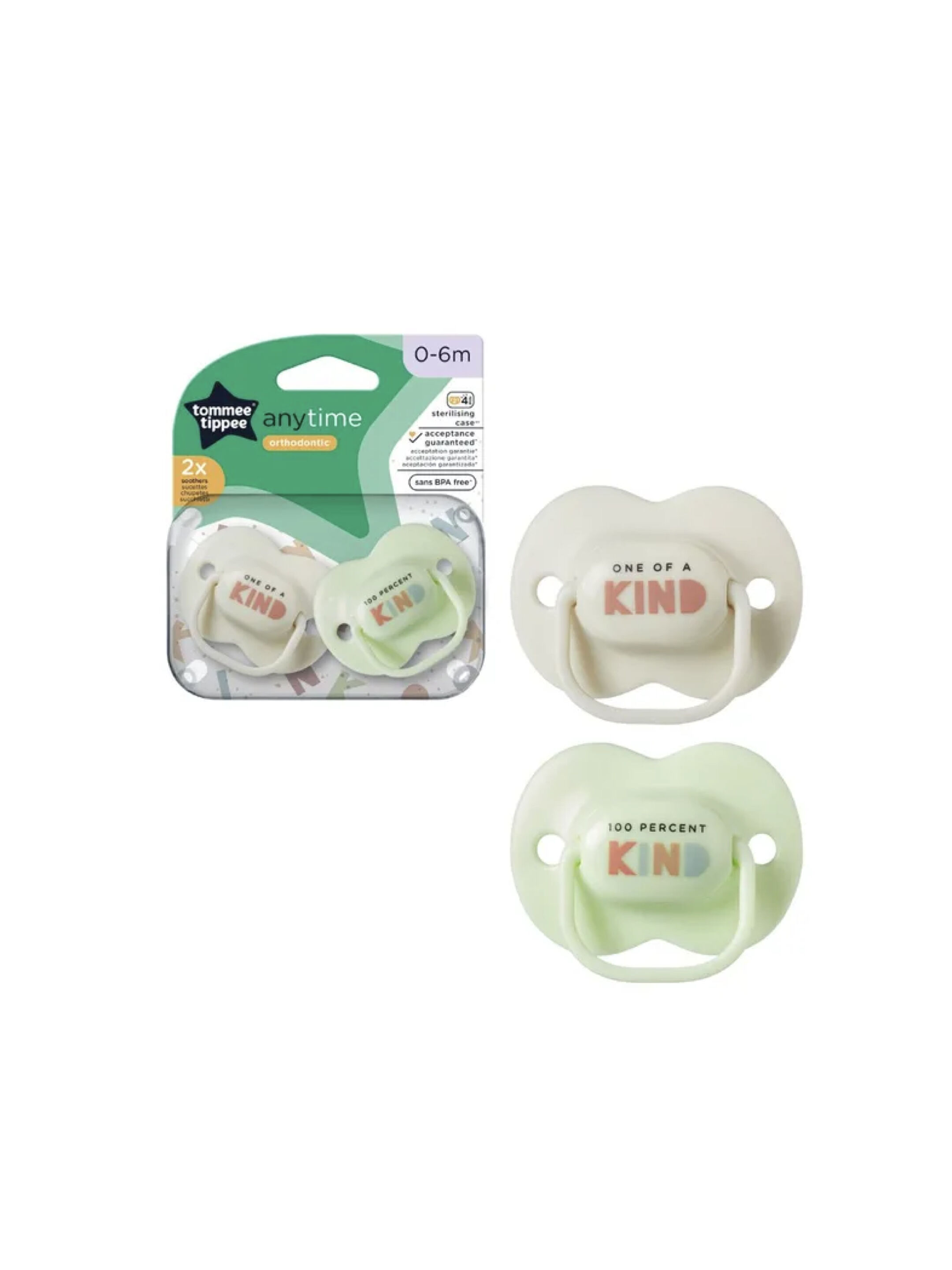 Tommee Tippee Closer to Nature Any Time Soothers 0-6 months (2 Pack) - White
