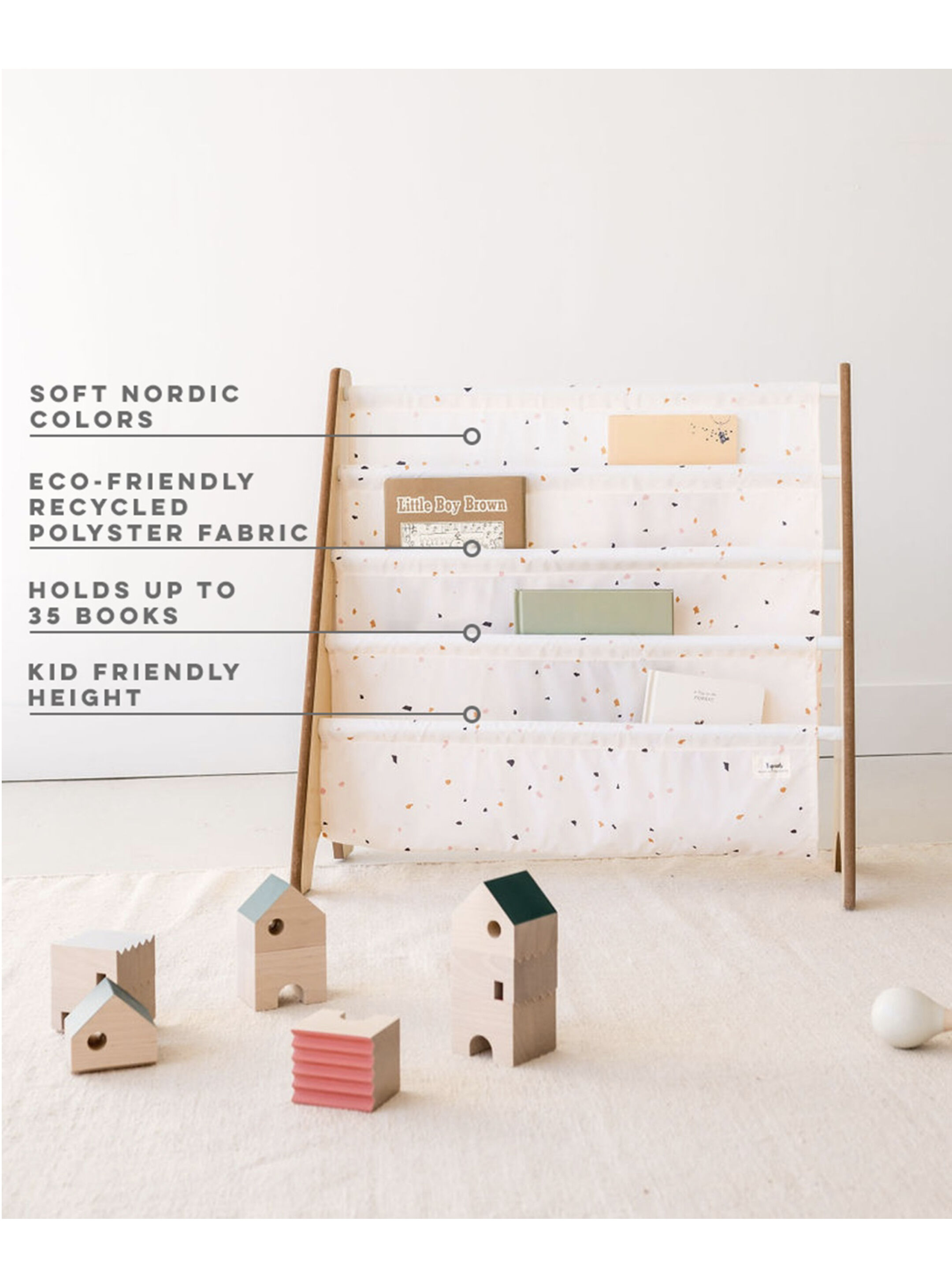 3 Sprouts Recycled Book Rack - Terrazzo Cream image number 3