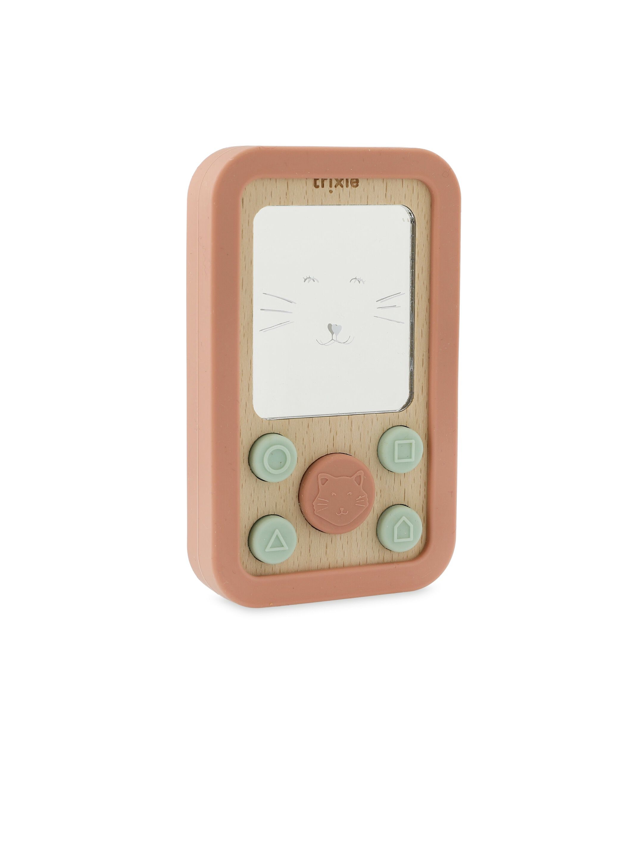 Trixie Wooden silicone baby phone Mrs. Cat - Pink