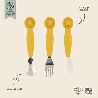 Trixie Stainless Steel Cutlery Set With Silicone Handle - Mr. Lion