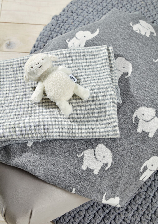 Welcome To The World Knitted Elephant Blanket - Grey image number 3