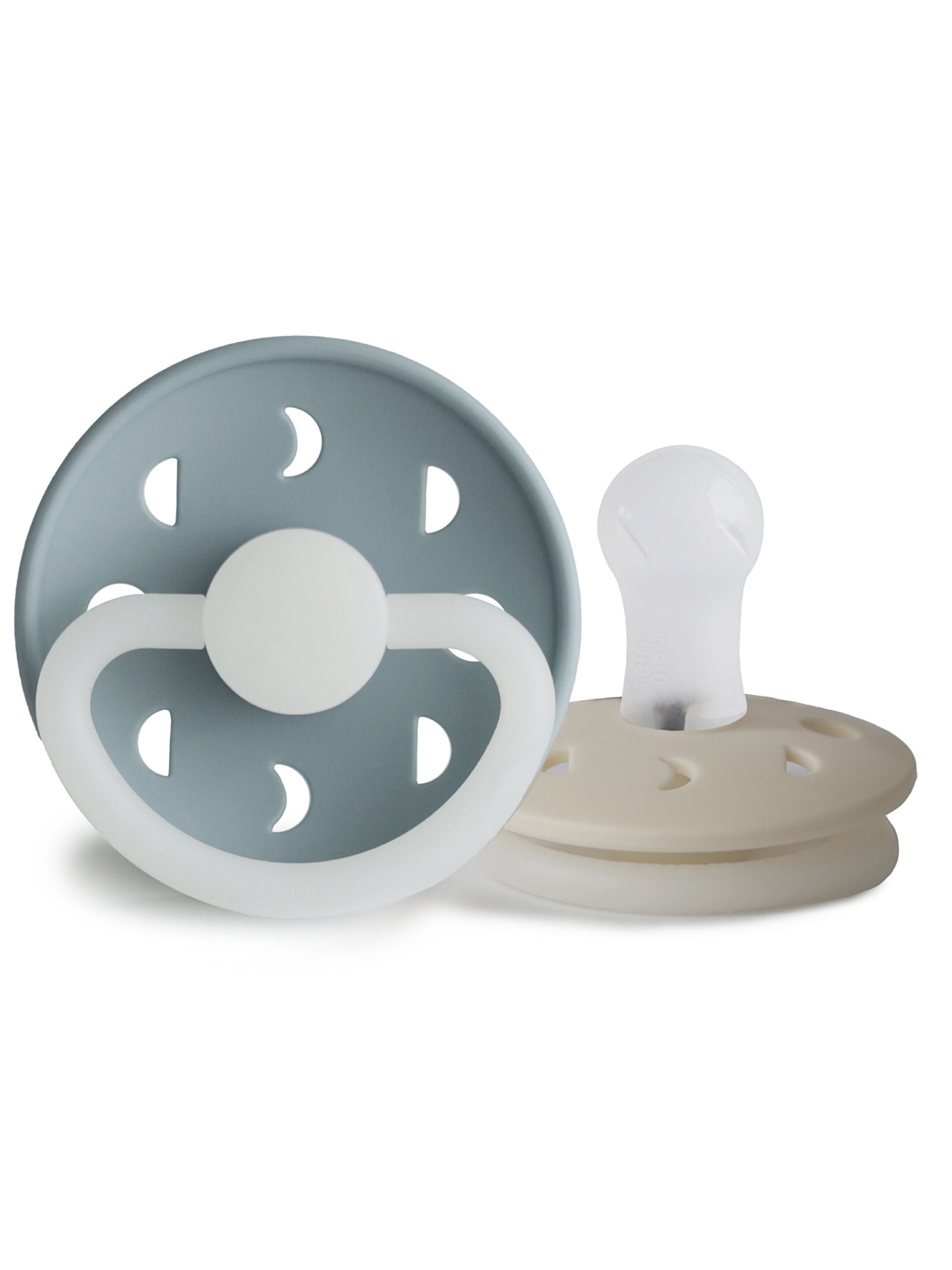 FRIGG Moon Phase Silicone Baby Pacifier 0-6M 2-Pack Stone Blue Night/Cream Night - Size 1 image number 2