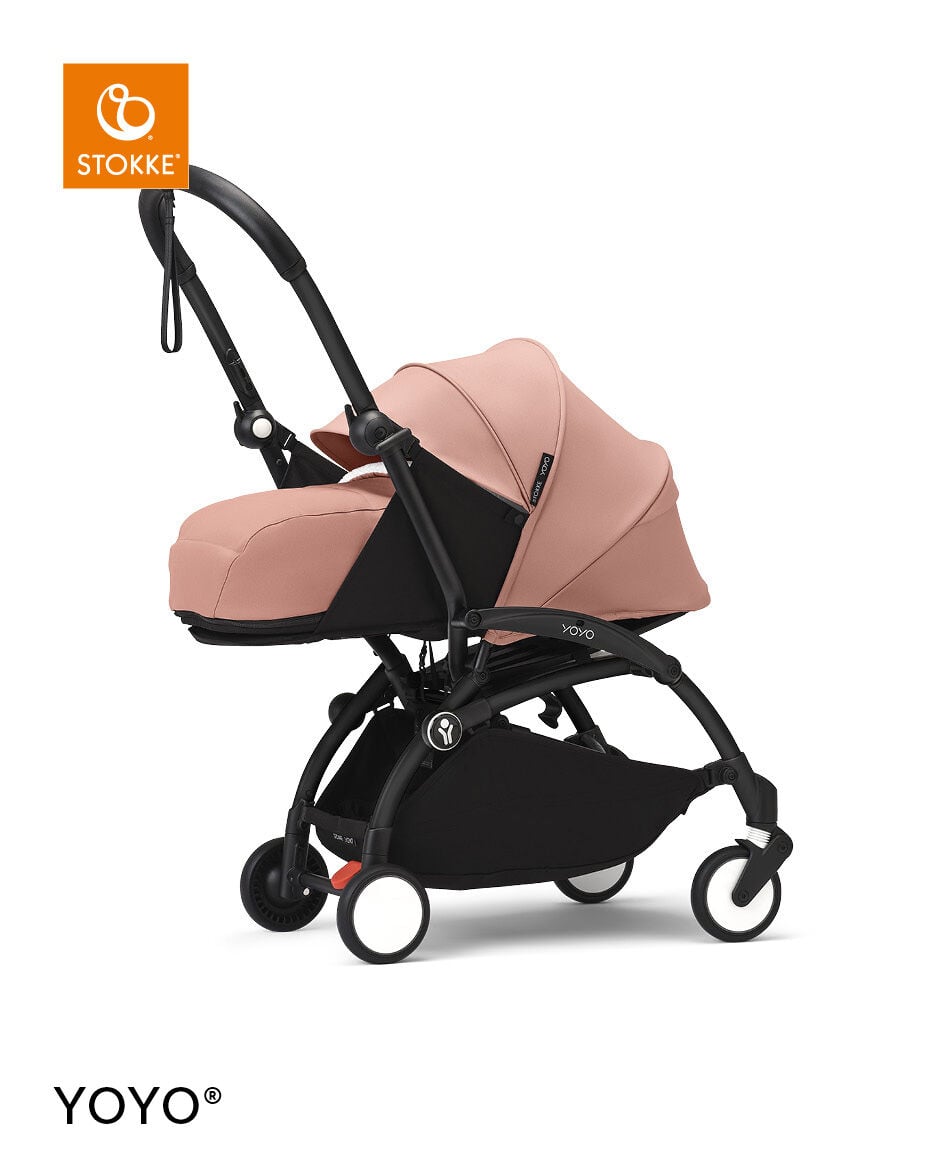 Stokke YOYO3 Black Frame with 0+ Newborn Pack - Air France Blue & Cup Holder (3 Pieces)