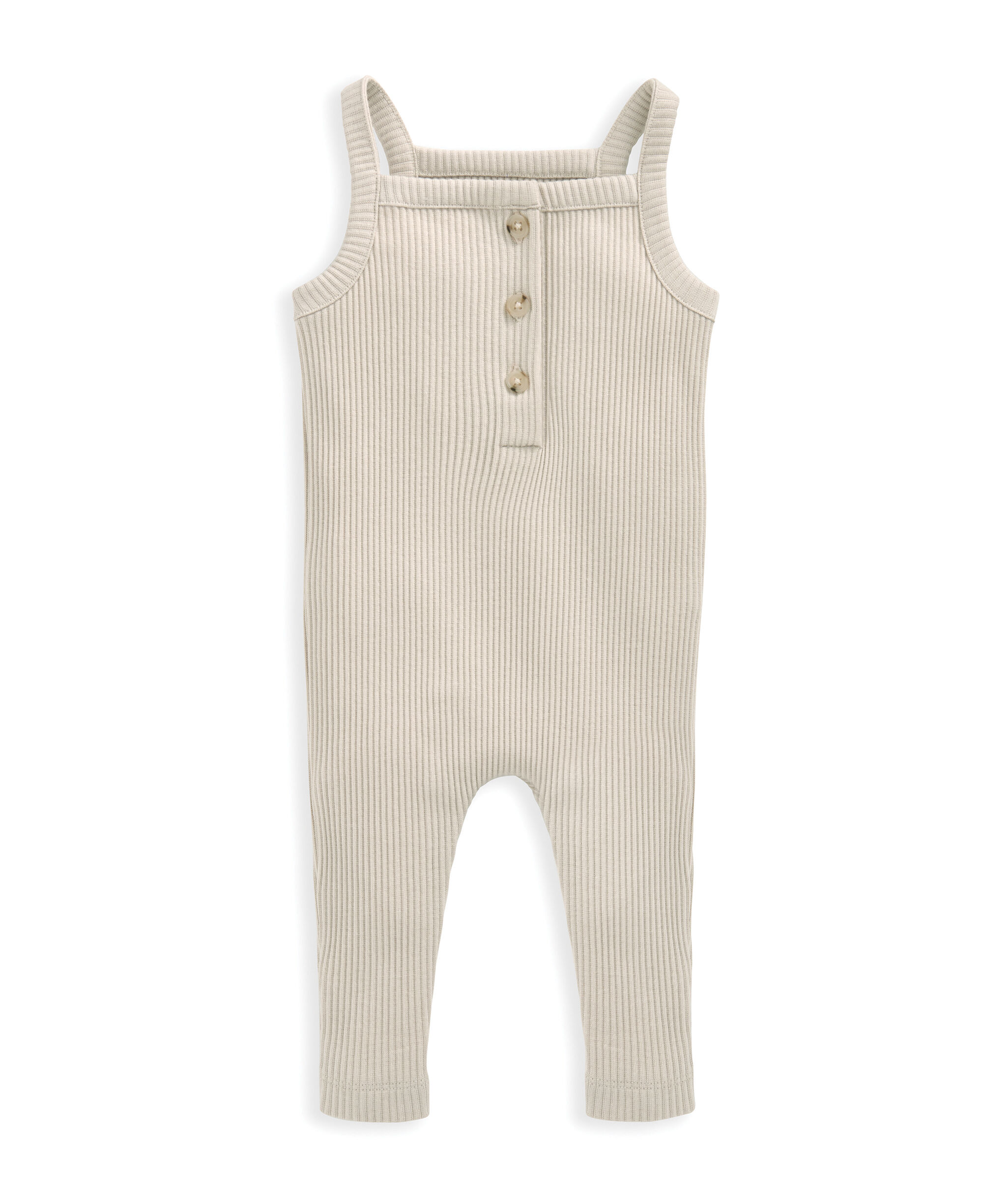 Ribbed Dungarees & Bodysuit Outfit Set - Oatmeal image number 3