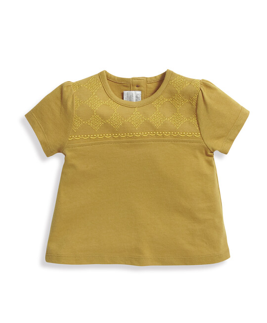Mustard Embroidery T-Shirt image number 1