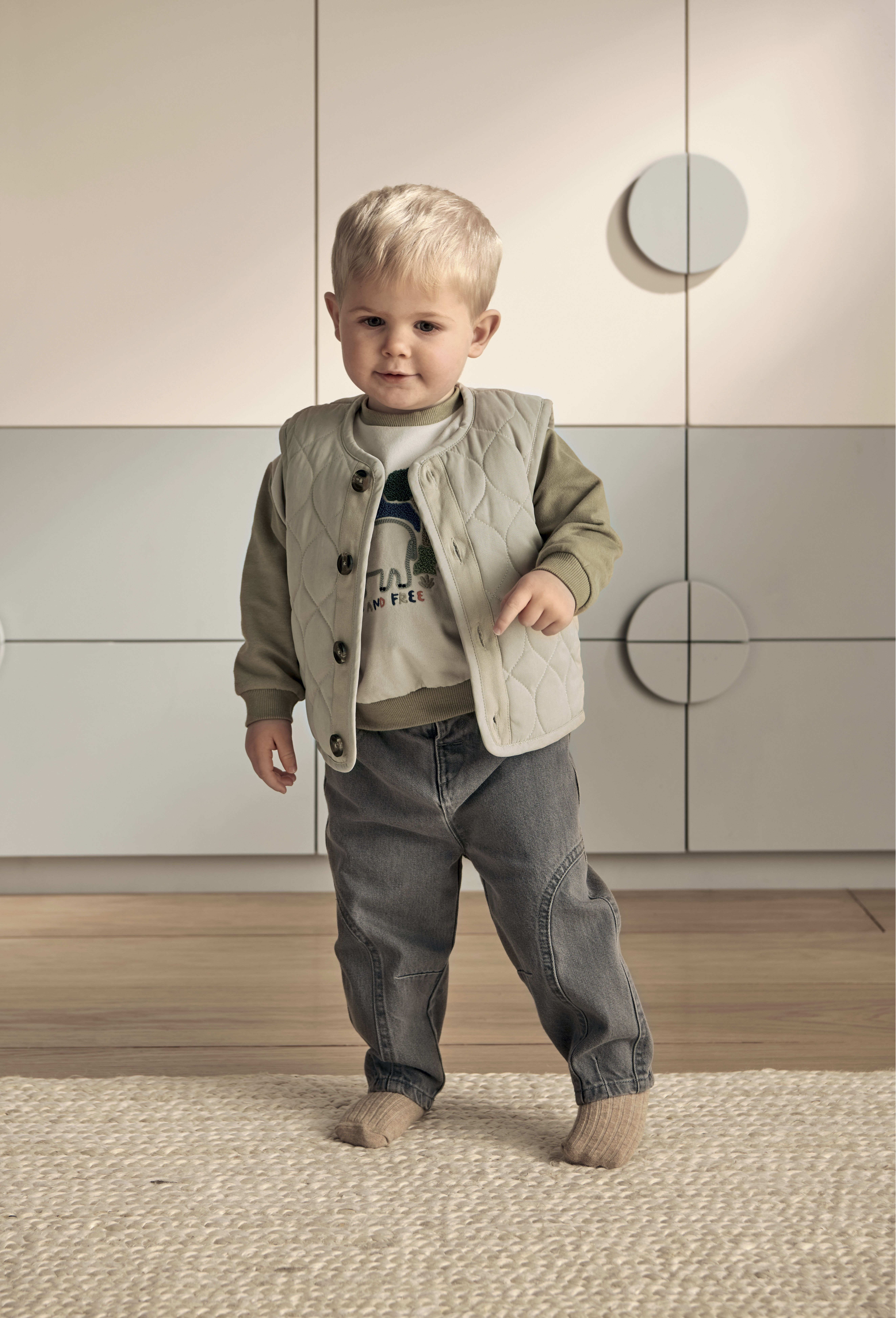 Quilted Gilet - Beige