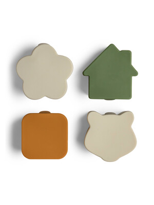 Mamas & Papas Citron Silicone Lunchbox Organizers Set of 4 Beige/Plum/Caramel