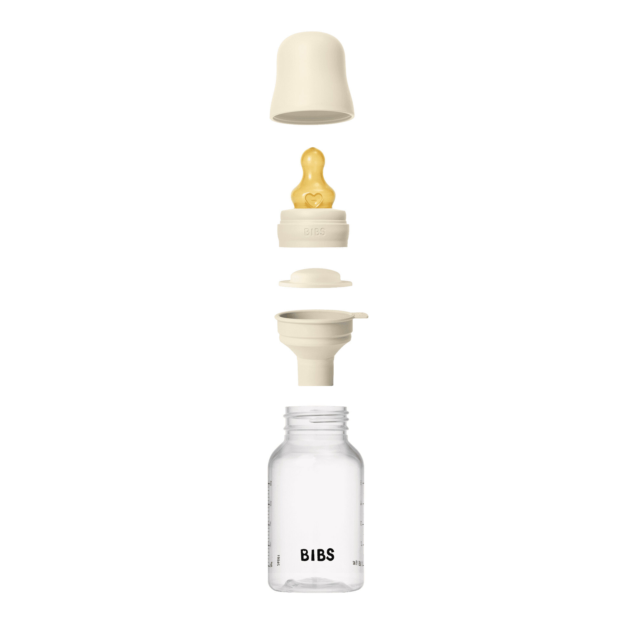 BIBS Baby Bottle Round Nipple Latex 1 Pack 150 Ml Slow Flow Ivory image number 3