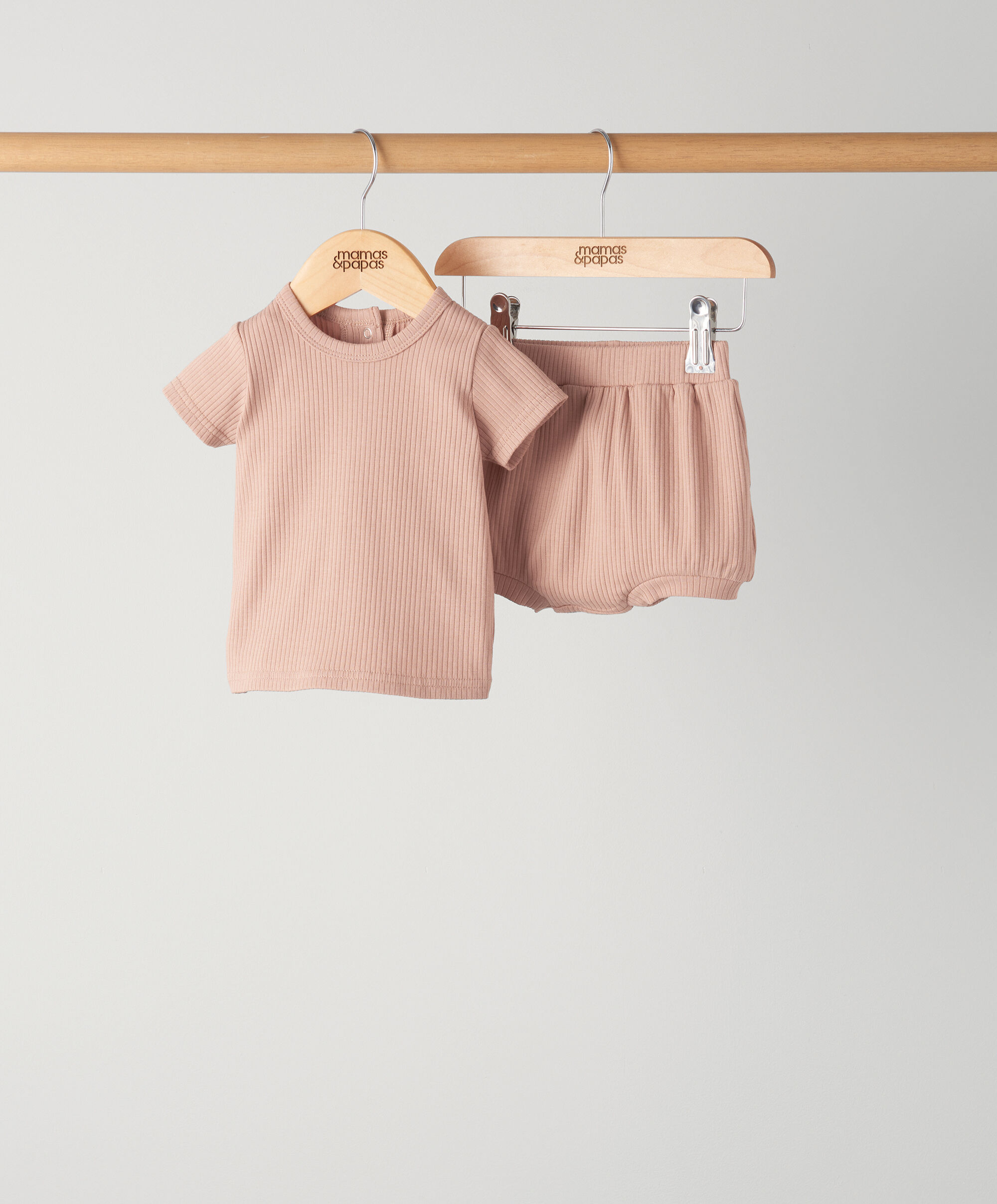 Terracotta Ribbed Short Set - 2 Piece Set image number 1