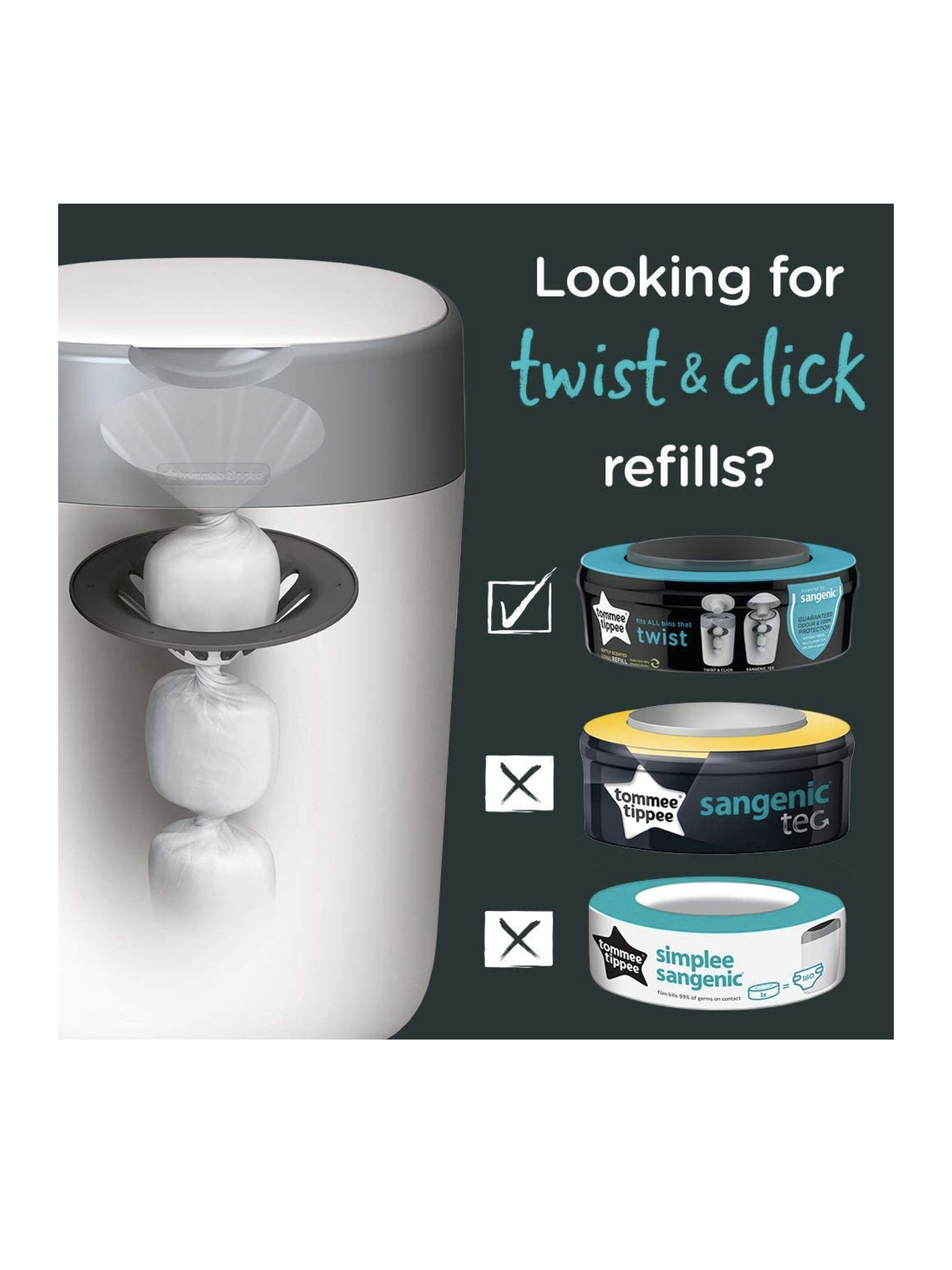 Tommee Tippee Nappy Disposal Sangenic Tec Refills, pack of 3 image number 6