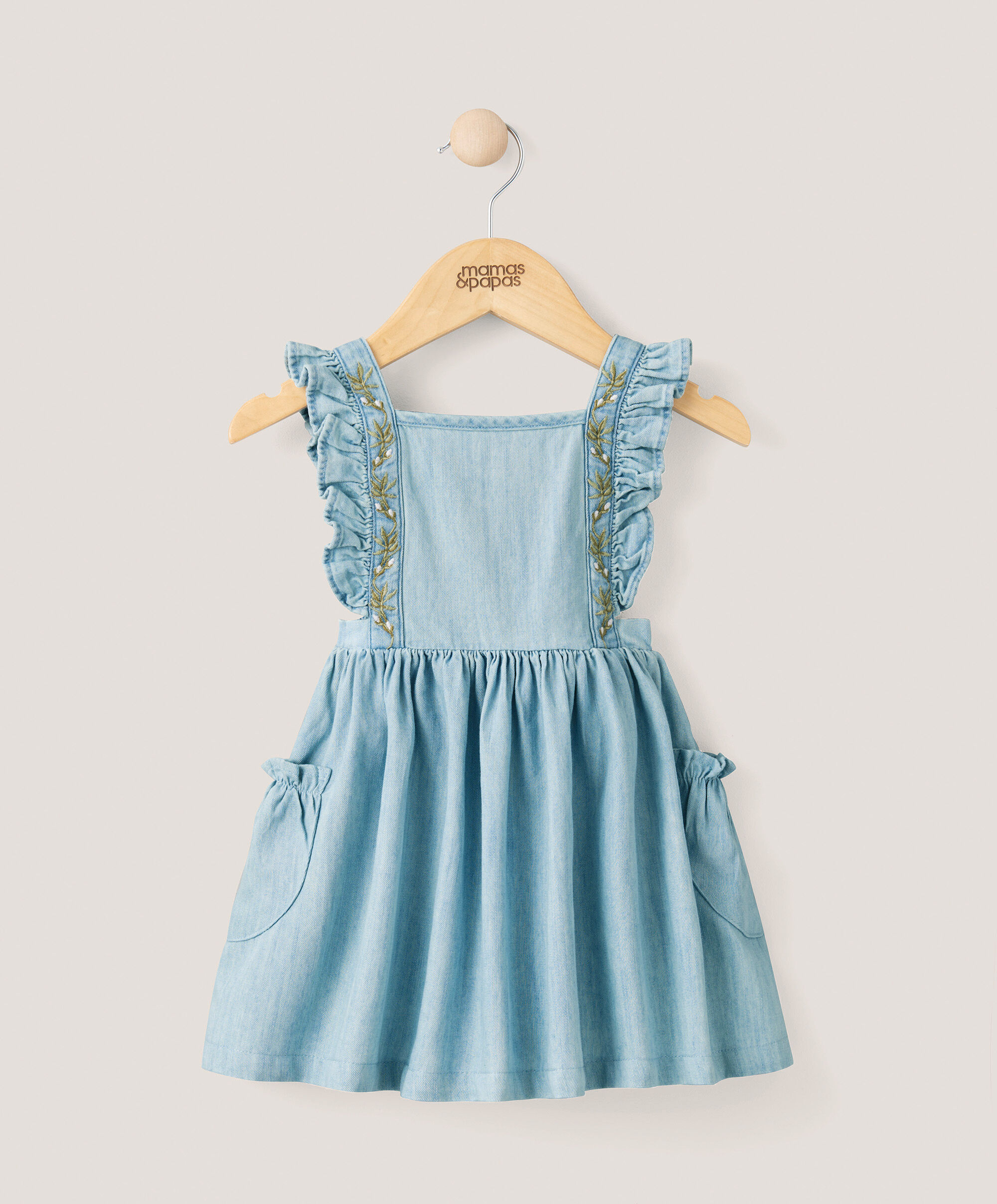 Floral Embroidered Denim Dress image number 1