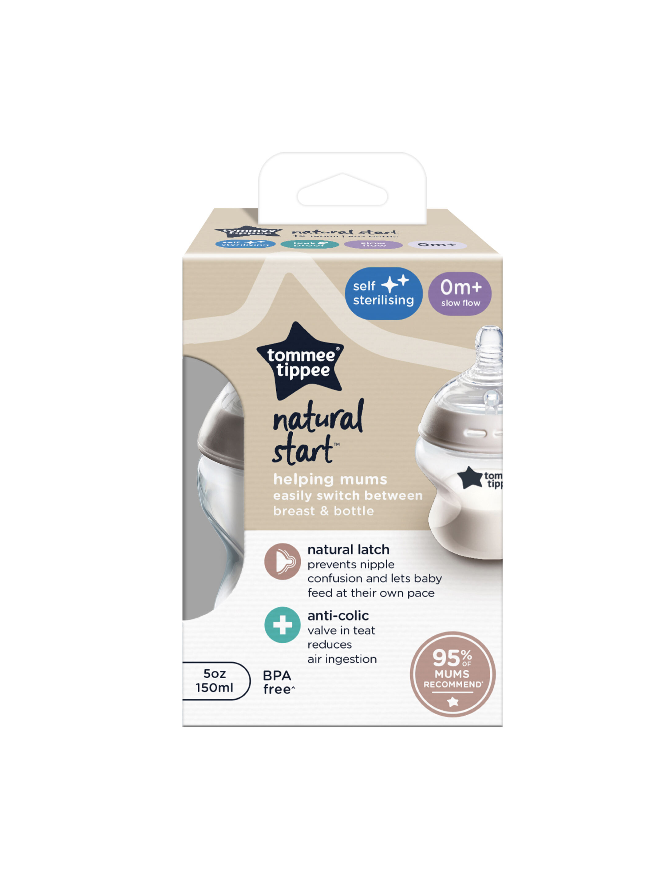 Tommee Tippee Natural Start 150ml Bottle Slow Flow image number 2