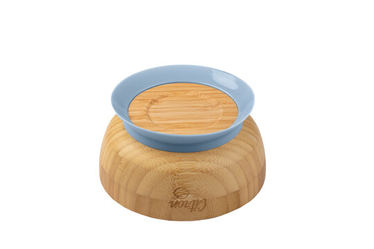 Citron Organic Bamboo Bowl 300ml Suction + Spoon Dusty Blue image number 3