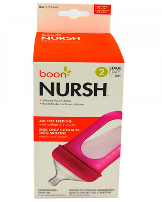 Boon - NURSH Silicone Bottle 8oz Pink