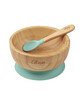 Citron Organic Bamboo Bowl 300ml Suction + Spoon Pastel Green image number 1