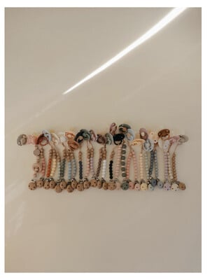 Mushie Pacifier Clips Halo Cadet Blue