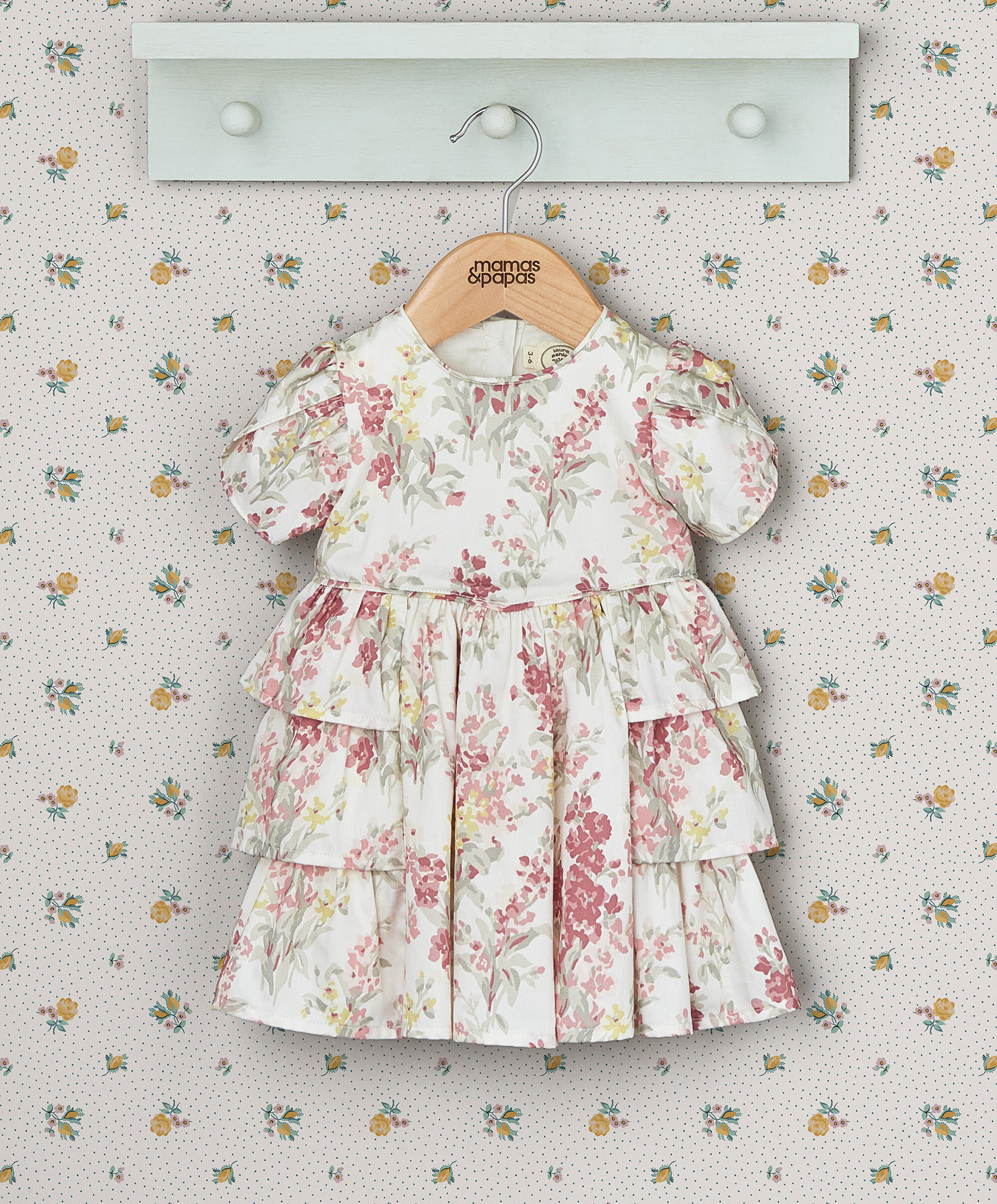 Floral Print Frill Dress - Pink & Yellow image number 1