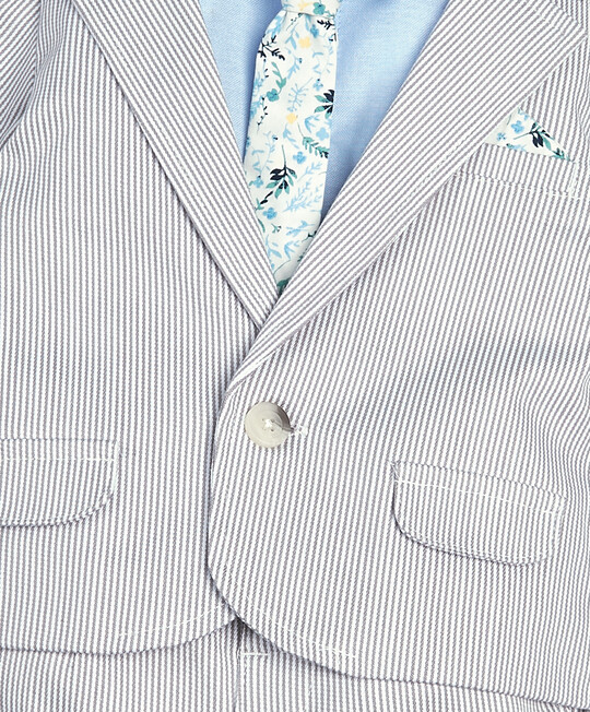 Grey Stripe Jacket, Trousers, Shirt Y& Tie - 4 Piece Set image number 6
