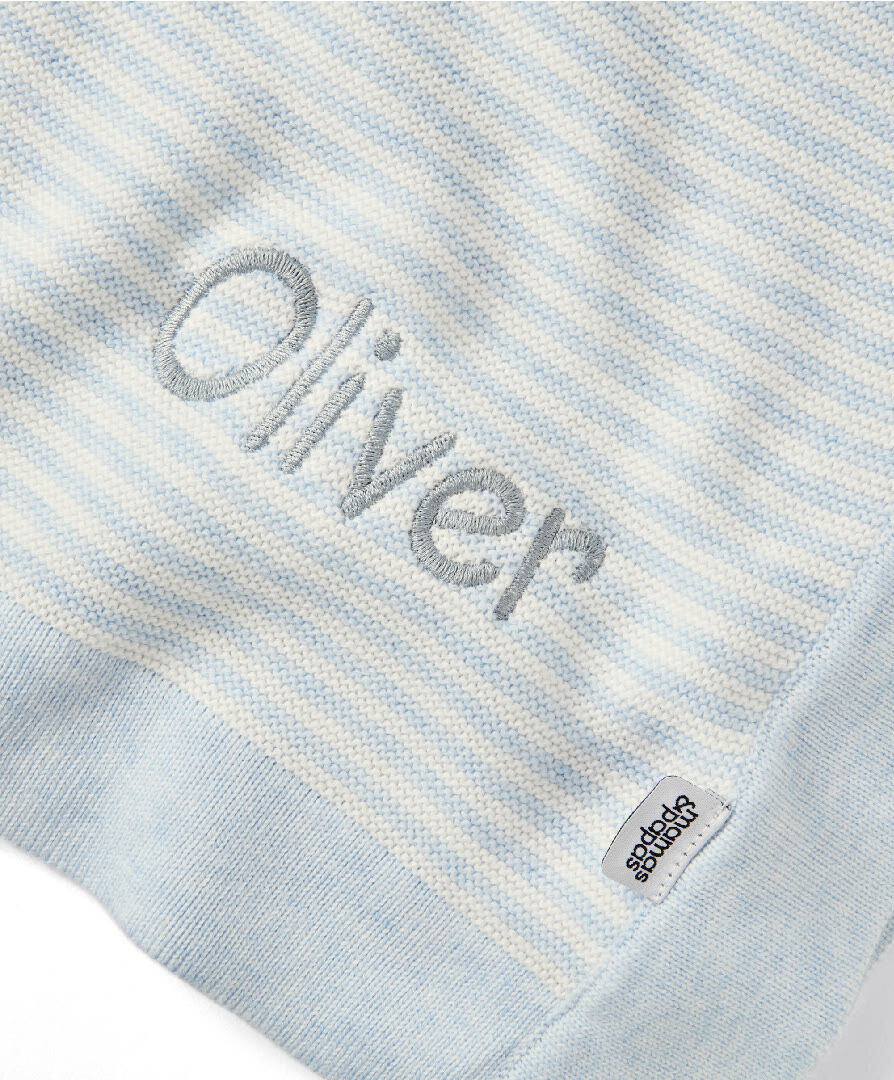 Knitted Blanket Blue & White image number 3